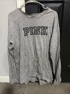 PINK Victoria's Secret Heather Gray Crewneck with Black Logo